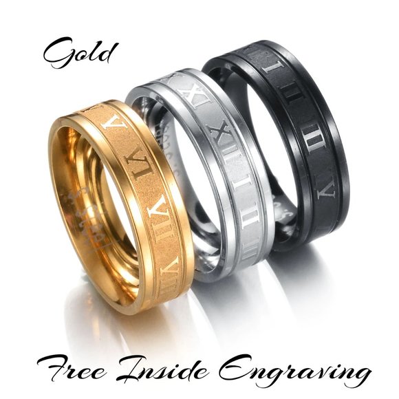 My Bead Emporium Jewelry - Roman numerals  gold wedding bans.